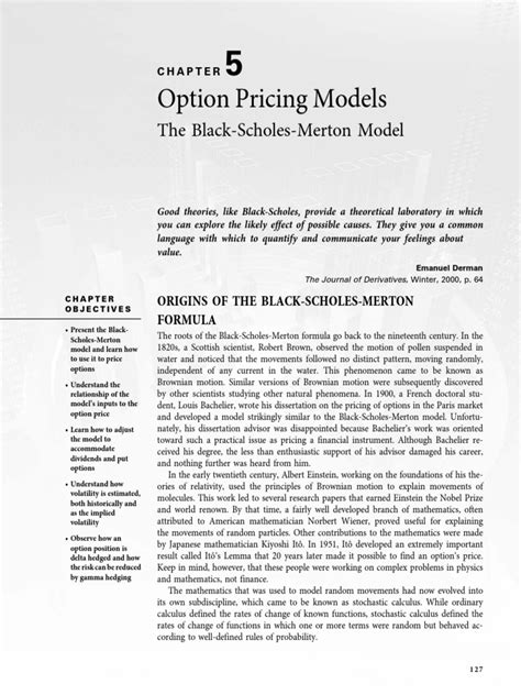 ORIGINS OF THE BLACK-SCHOLES-MERTON (Chapter 4) | PDF | Option (Finance ...