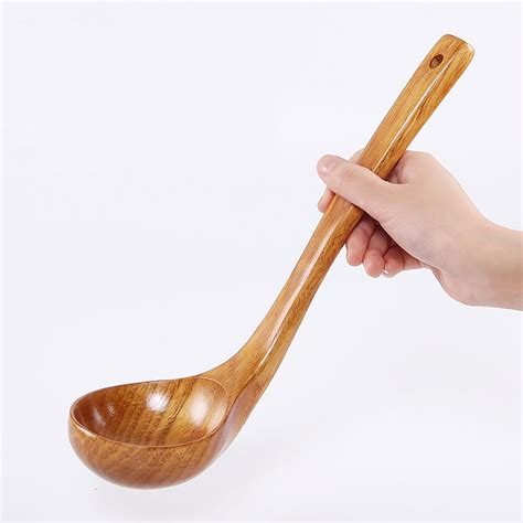 SANWOOD Soup Ladle Japanese Solid Wood Soup Ladle Long Handle Hot Pot Spoon Kitchen Cooking ...