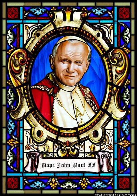 "Pope John Paul II" Religious Stained Glass Window