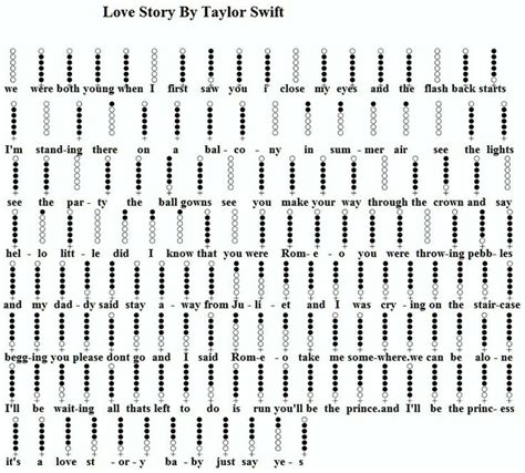 Love Story by Taylor Swift. Tin whistle tab notes. | Tin whistle, Irish flute, Flute sheet music