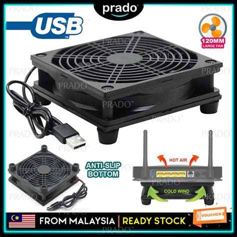 PRADO Silent 120mm Cooling Fan External Cooler Stand Router Modem TV ...