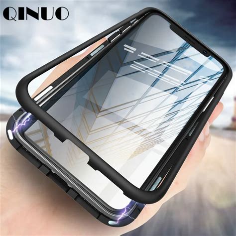 QINUO Tik tok 360 Degree magnetic Full Cover Case for iPhone 7 8 6 6s Plus Tempered glass case ...