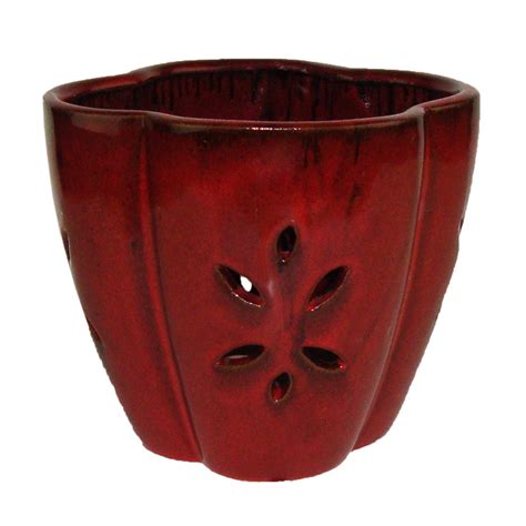 7" Red Star Ceramic Orchid Pot