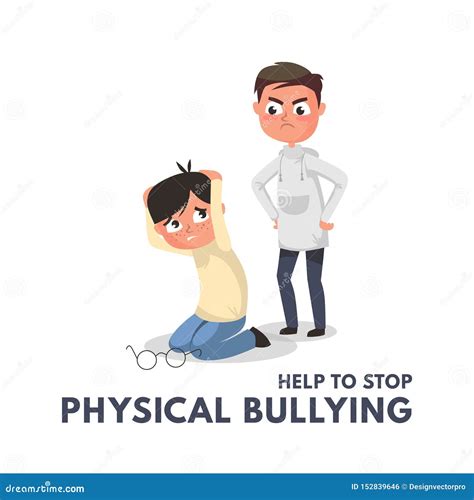 Stop Physical Bullying Concept With Angry Boy. Children Bullying Vector Illustration.Physical ...