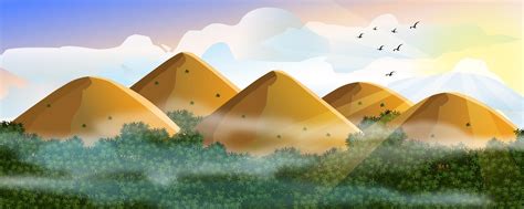 Premium Vector | Chocolate hills landscape art illustration