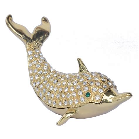 jeweled dolphin animal Trinket Jewelry wedding Ring Box Novelty Gift ...