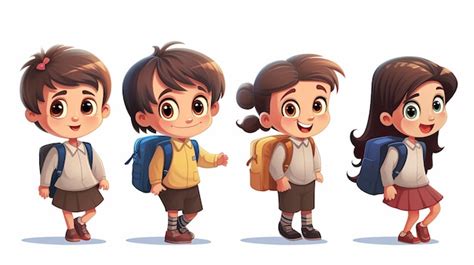 Premium AI Image | Cartoon kids getting ready for school illustration