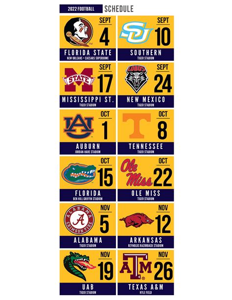 Lsu 2023 Football Schedule Printable - Printable Word Searches