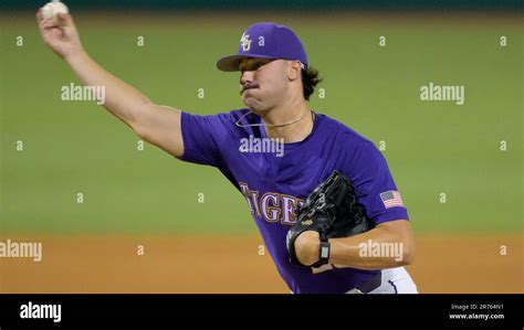 LSU pitcher Paul Skenes (20) throws during an NCAA baseball game on ...