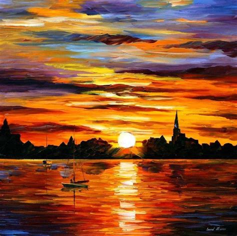 KORSIKA - SONNENUNTERGANG - PALETTENMESSER Ölgemälde Auf Leinwand - Oil ...