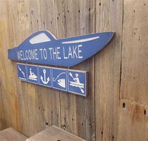 Welcome to the Lake Engraved Wood Sign, Lake House sign, Boat Dock, Marina, Boat sign ...