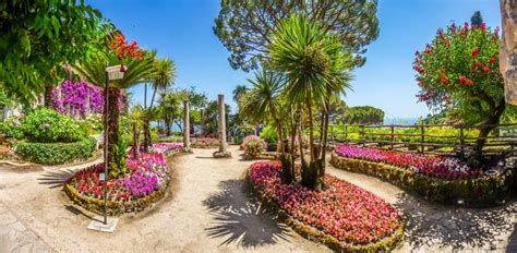 Famous Villa Rufolo Gardens in Ravello at Amalfi Coast, Italy Stock ...