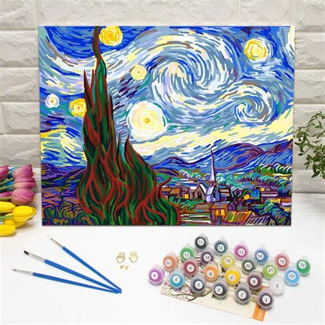 AmazonSmile: DIY Paint by Numbers Kit for Adults - Van Gogh The Starry Night Replica | DIY Paint ...