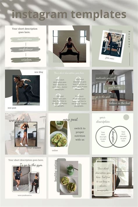 30 Instagram Post Templates for Fitness. Fitness Instagram Template Bundle. Nutrition Instagram ...