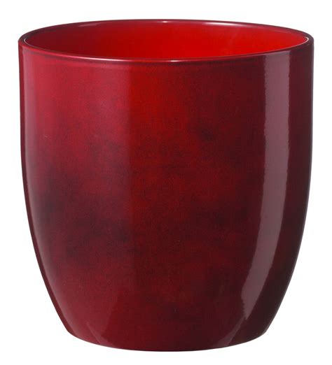 Basel Round Glazed Dark Red Brushed Plant Pot (H)26cm (Dia)27cm | Departments | DIY at B&Q ...