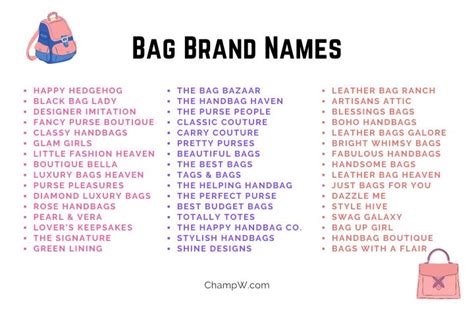 Special Rate Reserve Bag Brand Names [400+ BEST & CATCHY Handbag Name ...