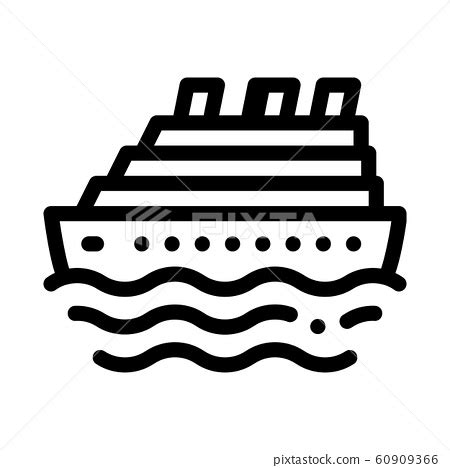 Cruise Ship Icon Vector Outline Illustration - Stock Illustration ...