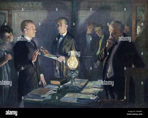 Calvin Coolidge taking the oath of office on August 3, 1923, administered Vermont justice of the ...