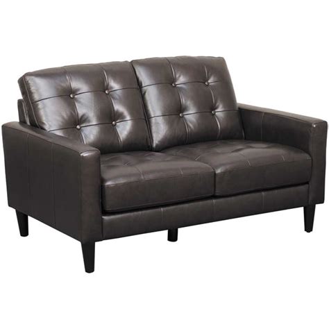 Ashton Dark Brown Leather Loveseat - | AFW.com