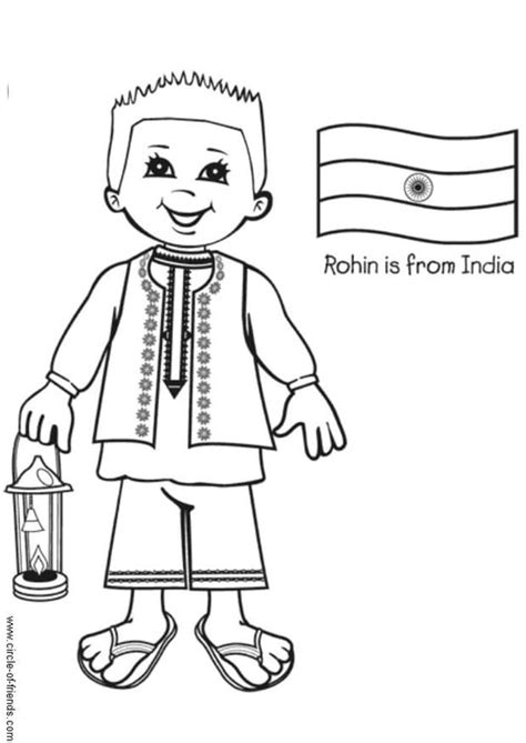 Dibujo de Rohin con la bandera de India Para Colorear - Img 5649