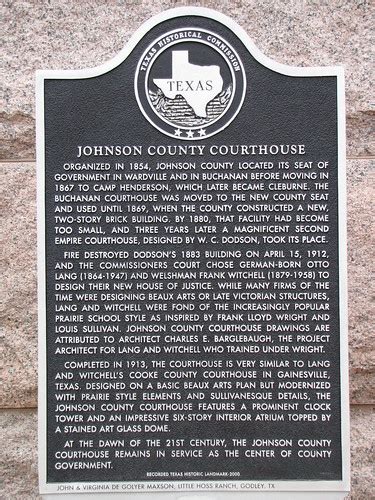 Johnson County Courthouse TxHM | Organized in 1854, Johnson … | Flickr