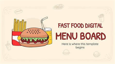 Fast Food Digital Menu Board | Google Slides & PowerPoint