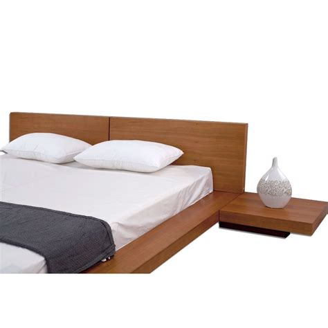 King Modern Japanese Style Platform Bed with Headboard and 2 ...