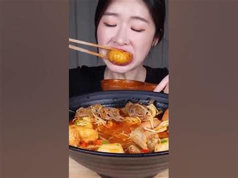 ASMR MUKBANG | Fume's Spicy DAECHANG Malatang Hot Pot Spicy Chili Kimchi & Rice & FishBalls # ...