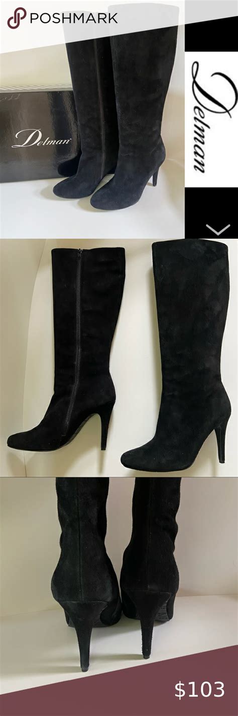 Delman Tall Suede Black Suzie Boots -8 ½ | Black suede boots, Boots, Suede