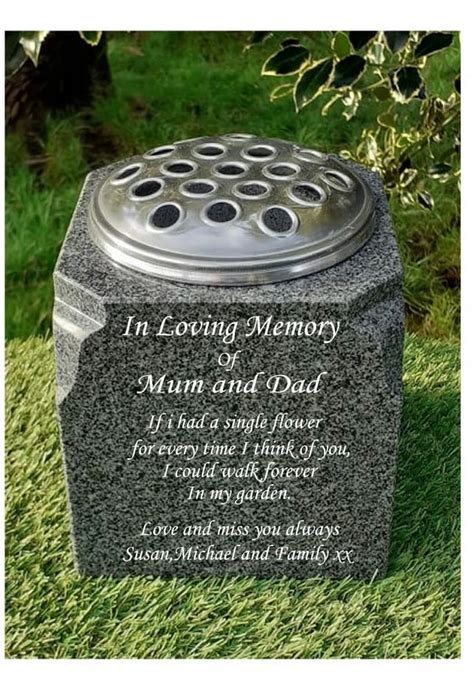 Personalised Granite Memorial Vase Grave rosebowl Flower Cemetery Grave ...