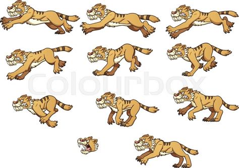 Saber tooth tiger running. Vector clip ... | Stock vector | Colourbox