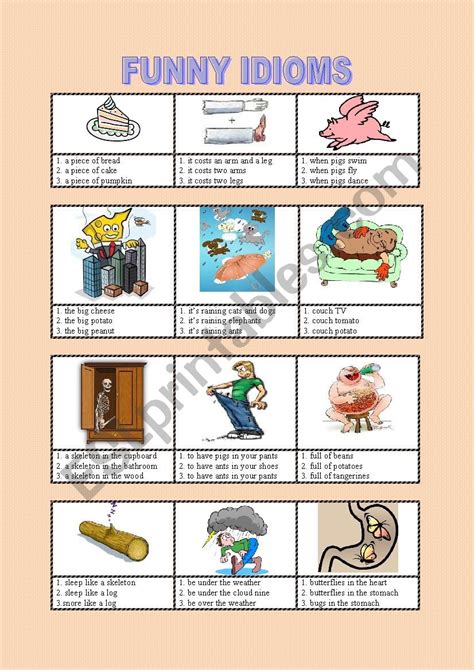 Funny idioms :D - ESL worksheet by emsejowa