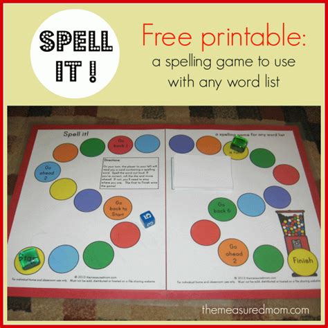 Spell it! - a printable spelling game for any word list (K-3) - The Measured Mom