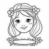 Cute Girl With A Flower Crown Coloring Page 3071 2447 sketch template