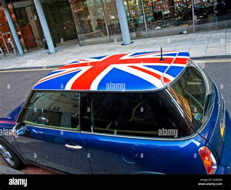 Patriotic Union Jack Mini Cooper car parked near Central Saint Giles ...