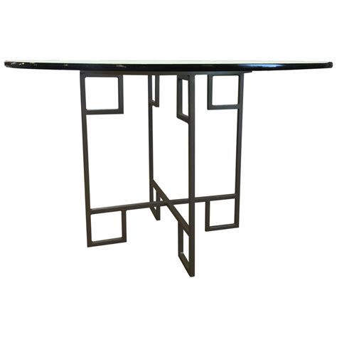 ROBERT ALLEN Round Glass Top Table With Metal Base | Glass top table, Table, Center table