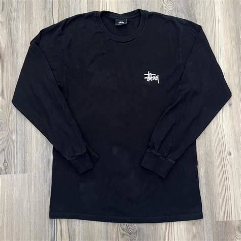 black stussy long sleeve shirt medium. super simple,... - Depop