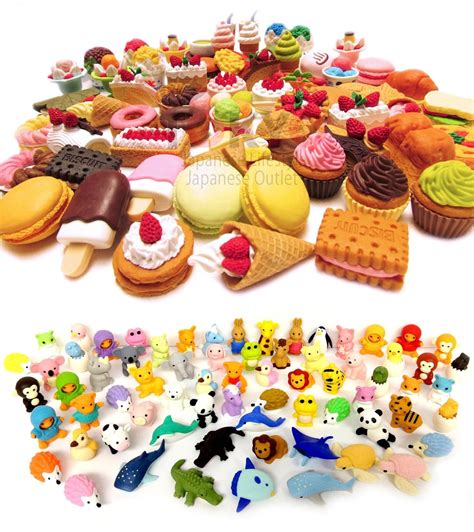 Iwako Erasers Pack of 30 Assorted Collection (15 Animals + 15 Desserts ...