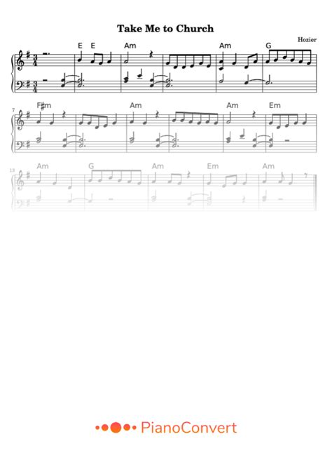 Take Me to Church - Easy Piano Sheet Music in PDF - La Touche Musicale