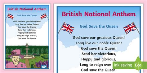 KS1 British National Anthem Display Poster (teacher made)