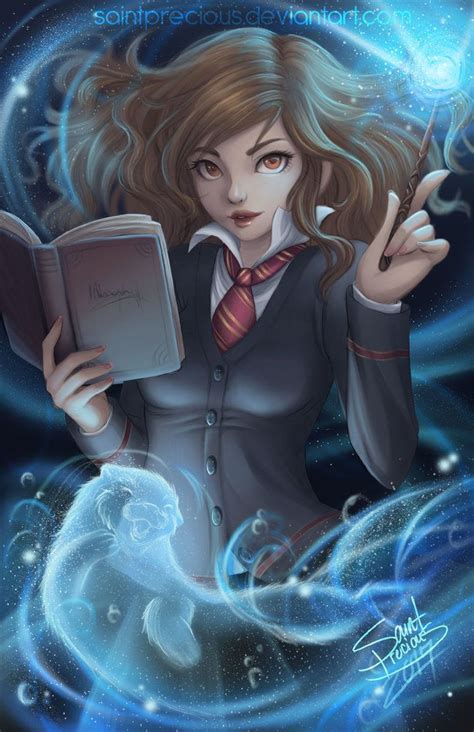 Hermione from Harry Potter and her patronus i can't draw otters too well lol. | Harry potter ...