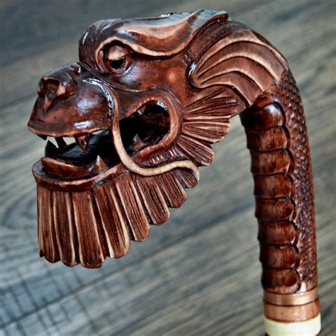 Dragon Cane Walking Stick Wood Walking Cane Wooden Hand-Carved | Etsy