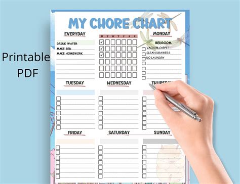 Adult Chore Chart Printable, Teen Chore Chart Printable, Anime Chore ...