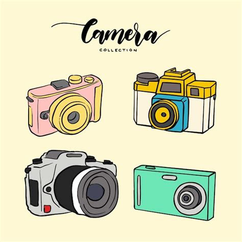 Free Vector | Hand drawn colorful camera collection