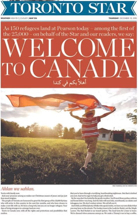 Cover of today's Toronto Star (December 10, 2015) : canada