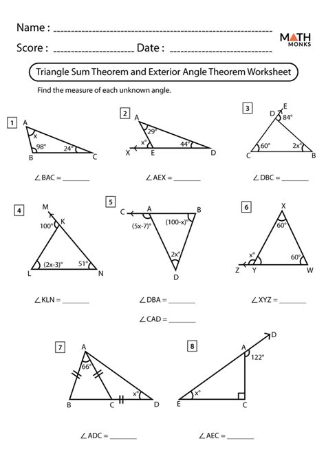 60 Top Angle sums and exterior angles of triangles worksheet | Modern ...