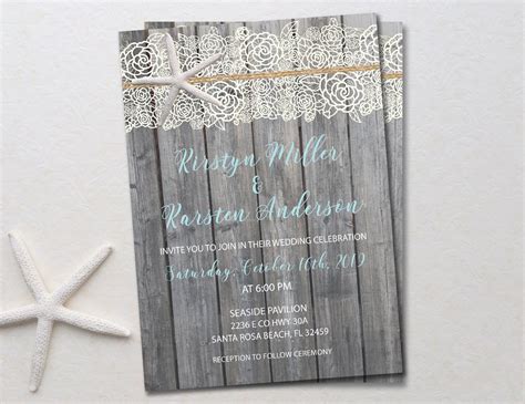 Beach Wedding Reception Invitations Invites 5 X 7 RSVP Cards | Etsy