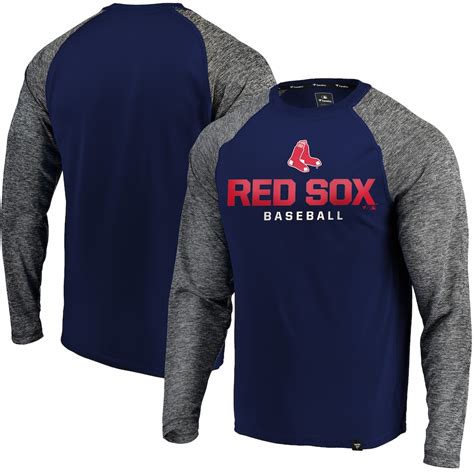 Men's Boston Red Sox Fanatics Branded Navy/Charcoal Static Long Sleeve ...