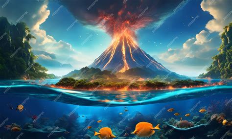 Premium AI Image | Underwater Volcanoes in the Ocean Floor