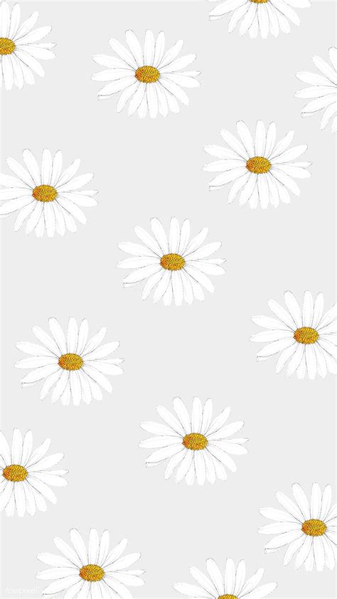 White daisy patterned mobile wallpaper | premium image by rawpixel.com / sasi | Daisy wallpaper ...